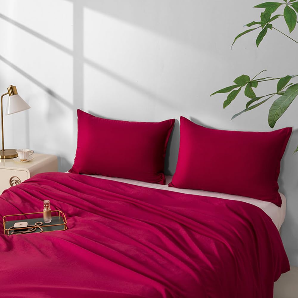 Nookzuzu Wine Red 2 Pack Microfiber Zipper Pillowcases, Soft Comfortable Not Shrink Pillow Case, Standard Pillow Cases Set Of 2 (20X26 Inches)