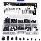 Comdox 300pcs M3/4/5/6/8 Allen Head Socket Hex Grub Screw Set Assortment Kit with Plastic Box 12.9 Class Black Alloy Steel