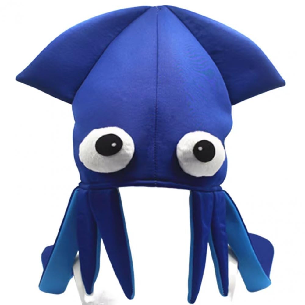 Baokuan Blue Handmade Squid Hat Cartoon Octopus Hat Dance Performance Props Party Octopus Hats Funny Prop Hat Decoration