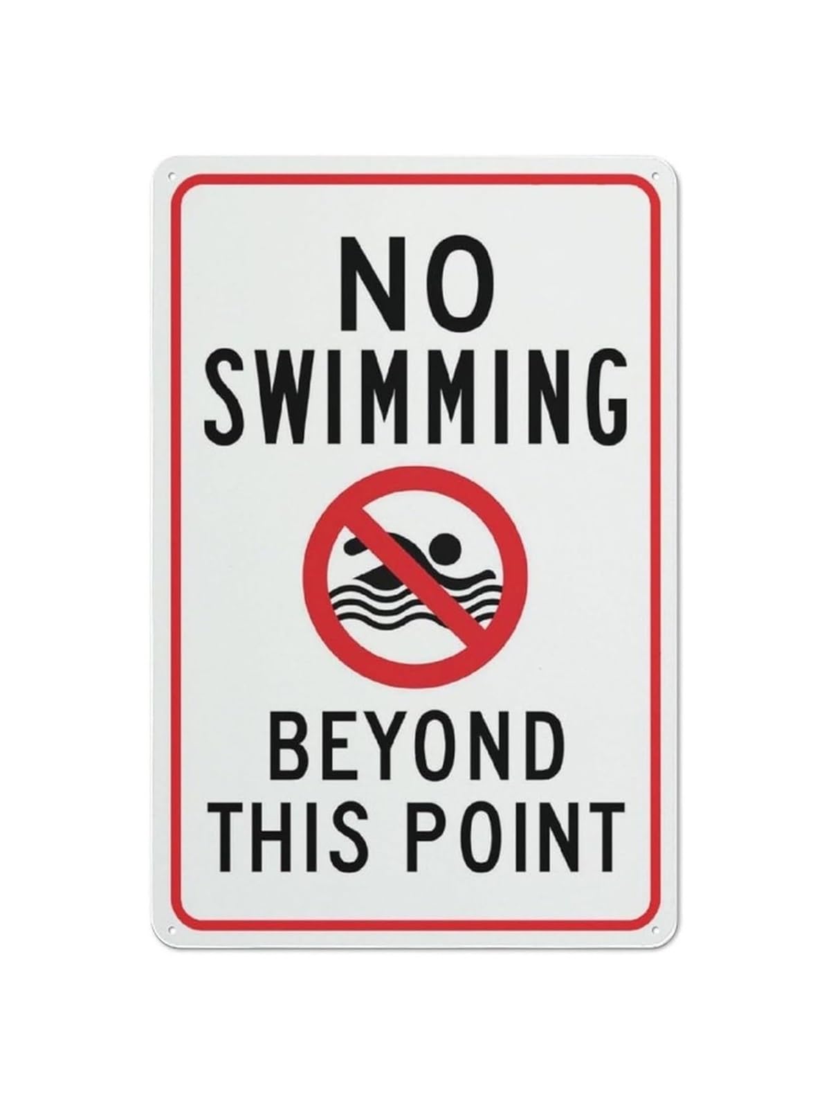 PKNVKZIDK Swimming Prohibited Sign No Swimming Beyond This Point Metal Tin Sign for Outdoor Pool Water Park Marina Rule Notice (8 X 12 inch)
