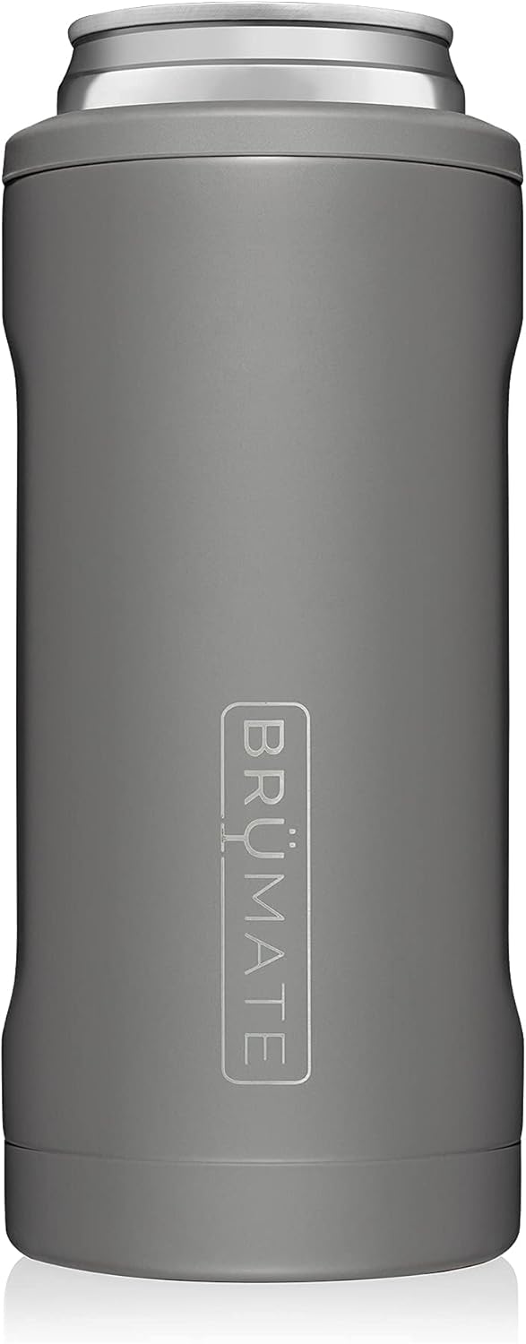 BrüMate Hopsulator Slim Double-walled Stainless Steel Insulated Can Cooler for 12 Oz Slim Cans (Matte Gray): Home & Kitchen