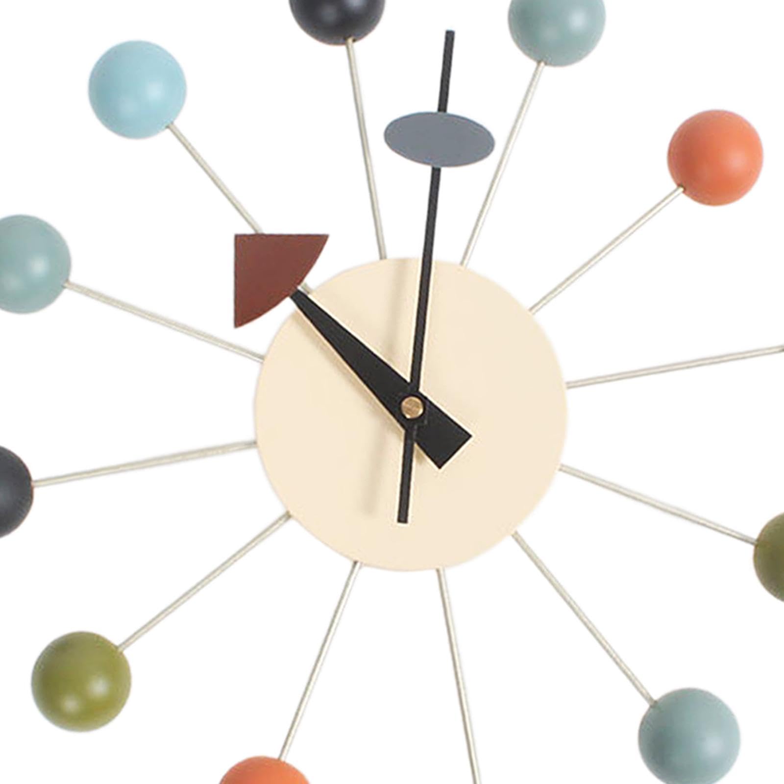 Milageto Große Wanduhr Modern, Holz 3D Wanduhr mit Kugeln, Silent Non-Ticking, batteriebetrieben, 32 cm, Kreative Candy Hängeuhr für Wohnzimmer Küche Büro, Bunter Ball