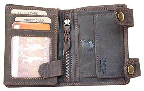 Men's RFID Natural Genuine Leather Wallet with Metal Chain with Motorbike2