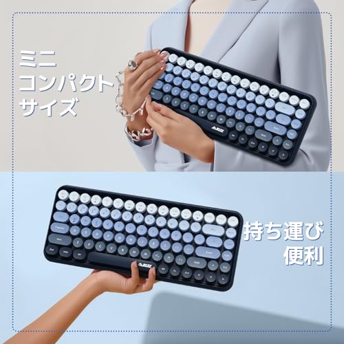 FELiCON ブルートゥースキーボード 308i ワイヤレスキーボード コンパクトキーボード 軽量 Bluetooth タイプライター (ミストブルー)