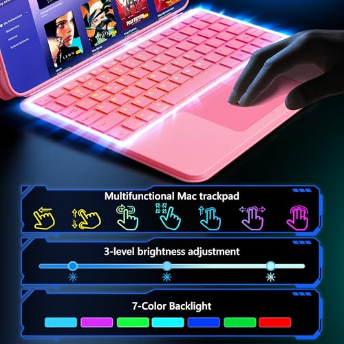 Image of Keyboard Case for iPad 11th (A16) & 10th Generation，Ultra-Light Magnetic Detachable Keyboard with Multi-Touch Trackpad - Backlit Keys,Adjustable Stand Case for iPad 11 inch 2025&10th Gen (Pink)