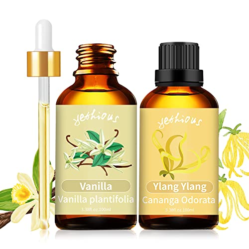 Vanilla Essential Oil Bundle With Ylang Ylang Essential Oil 100% Pure & Natural Ylang Ylang Essential Oill For Diffuser, Skin, Hair, Candle Making, Soap Making Mothers Day Gifts #TOP9