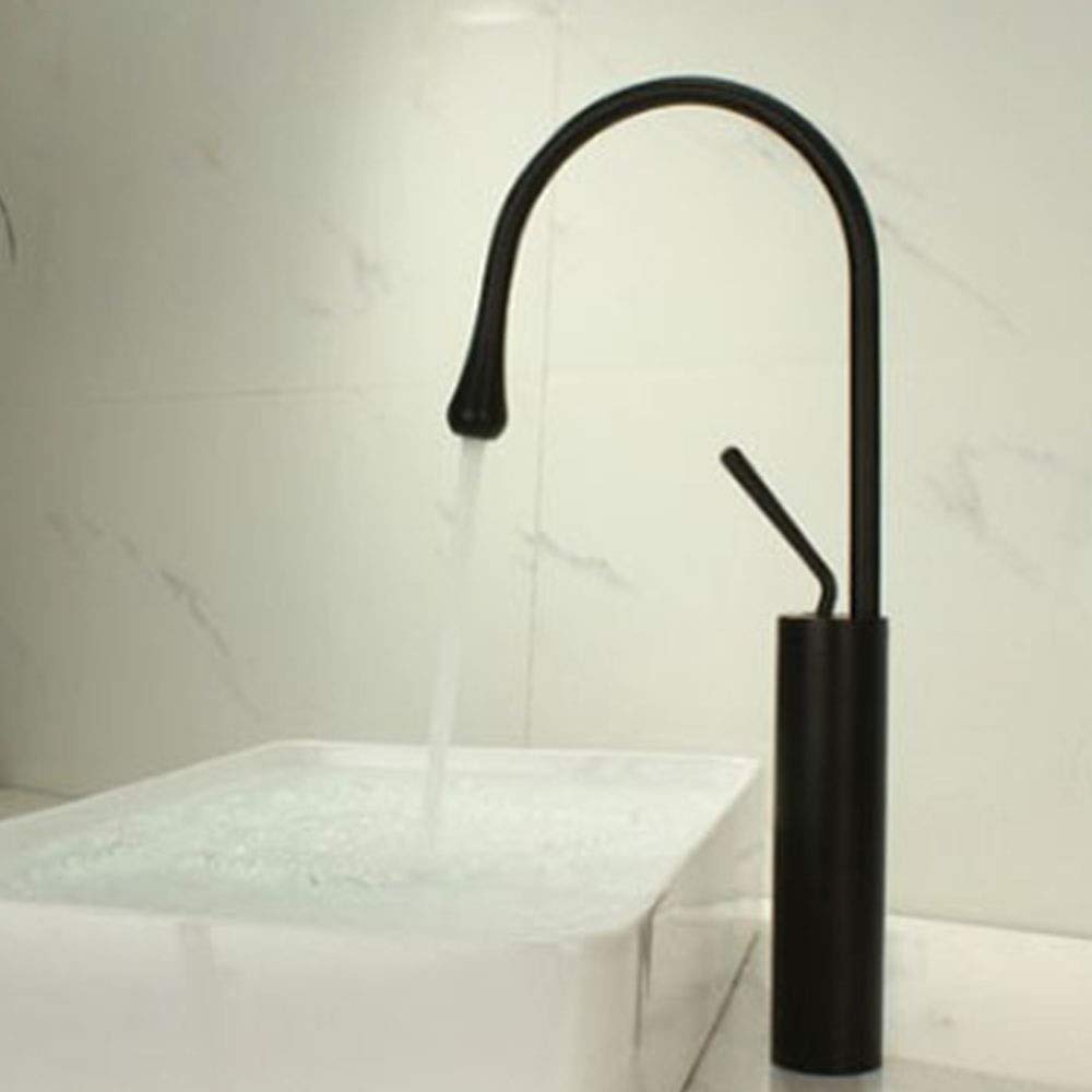 Robinet de salle de bain à section haute minimaliste noir et blanc au design épuré