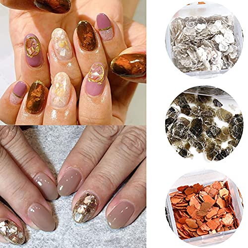 12 Grids Mica Marble Stone Nail Art Sequins, 3D Irregular Confetti Flakes Marble Metal Colorful Nail Glitter Sticker For Acrylic Nail, Diy Charms Nail Supplies Nail Decoration Kit #TOP2