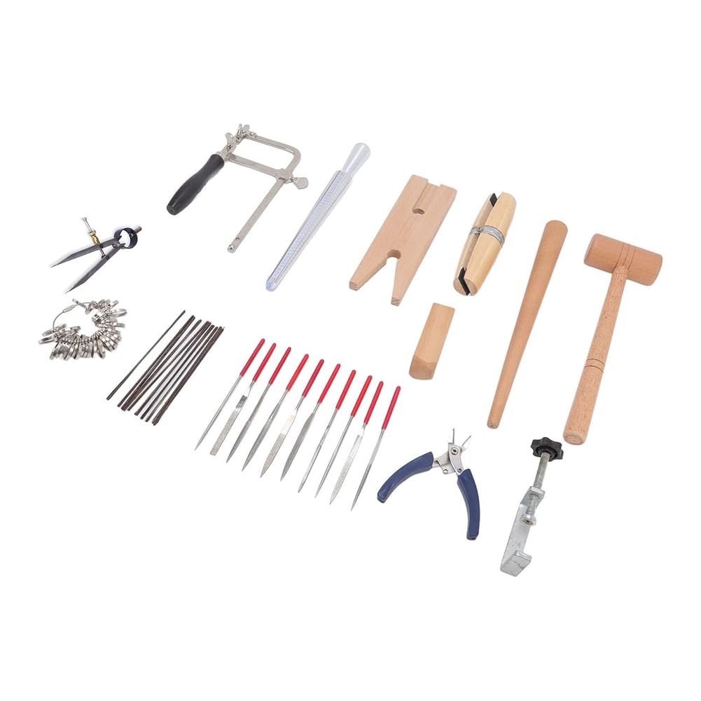 Ensemble D'Outils de Fabrication de avec Cadre de Scie, Coupeurs, Kit de Bijoutier pour la Fabrication de Bagues, de Travaux de et plus Encore