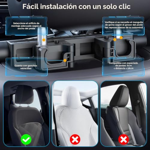 Miniatura 6 de Reposacabezas Coche Niño Y Adulto Almohada Cervical Para Dormir En El Auto Soporte Para Cuello Con Memory Foam Ajustable Para Asientos Traseros Nuevo 2025 1 Artículo 1er Packung Negro X 1