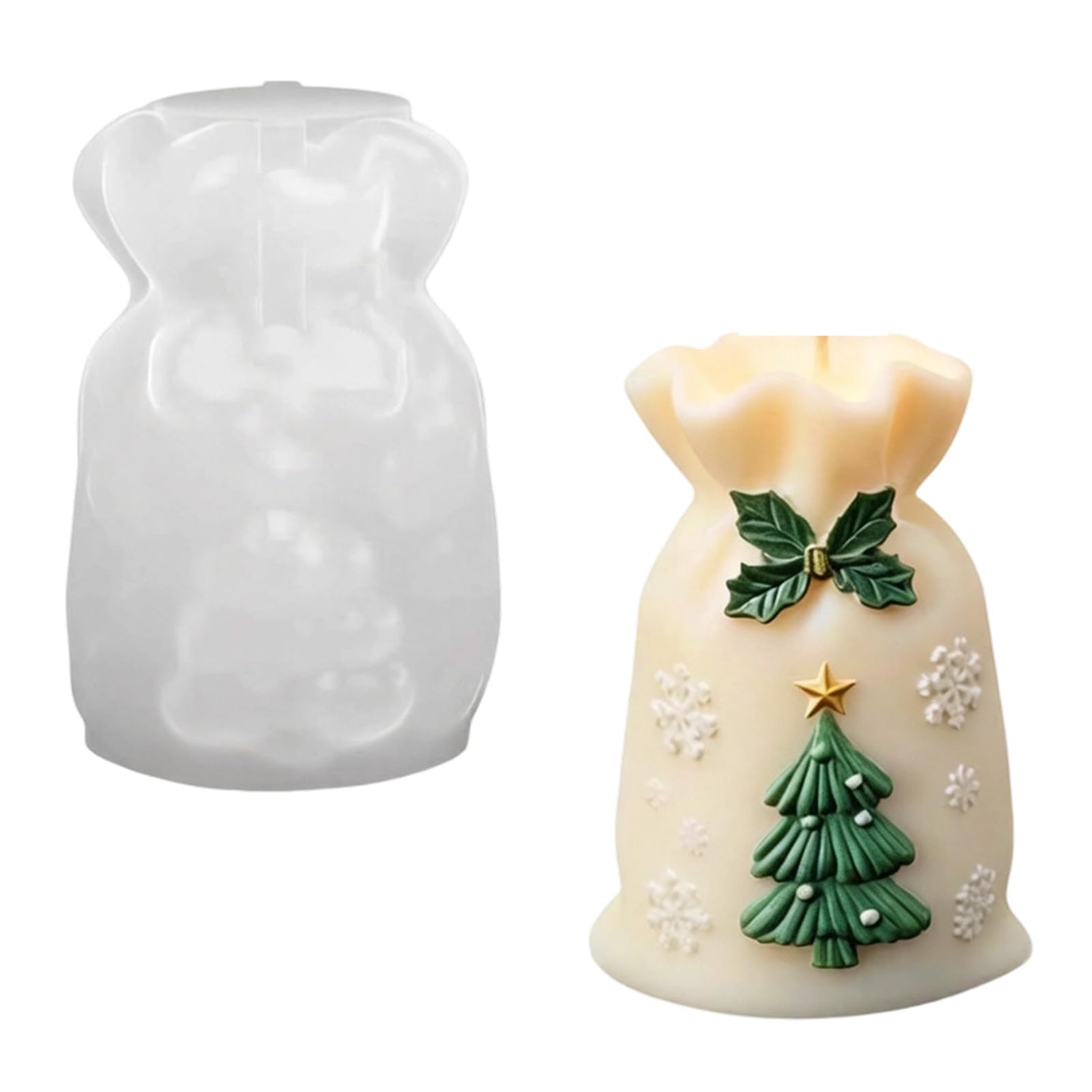 Tsophreniq Present Bag Silicone Form, Christmas Casting Mold for Holiday Tables, Decor Makers, Winter Styling Winter Mold Festive Wax Casting Form Present Bag Cavity