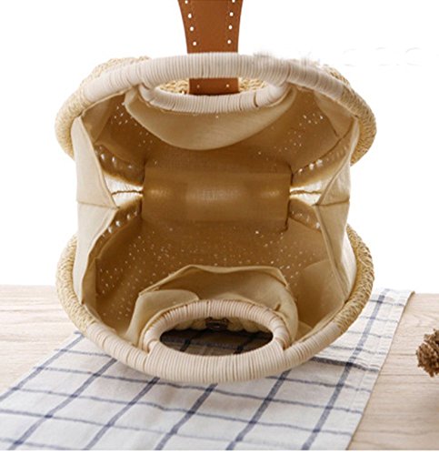 Bolsa tote de mimbre con forma de concha para mujer miniatura 6