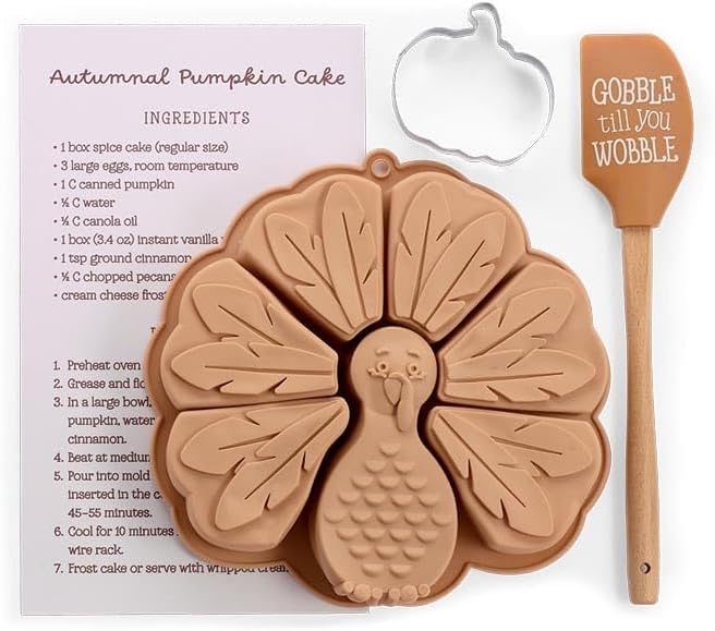 burton+BURTON Turkey Silicone Bakeware Gift Set, 13.5-Inch, Resin, Brown, Set of 3