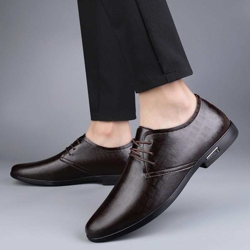 Men's Classic Oxford Shoes Vintage Non-Slip Softsole Walking Derby Shoes Patent Leather Formal Business Lace-up Dress Shoes2