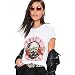 fancy-mano Women's Guns N Roses Print Short Sleeve Casual Loose White T-Shirt Blouse Tops (XL, White)