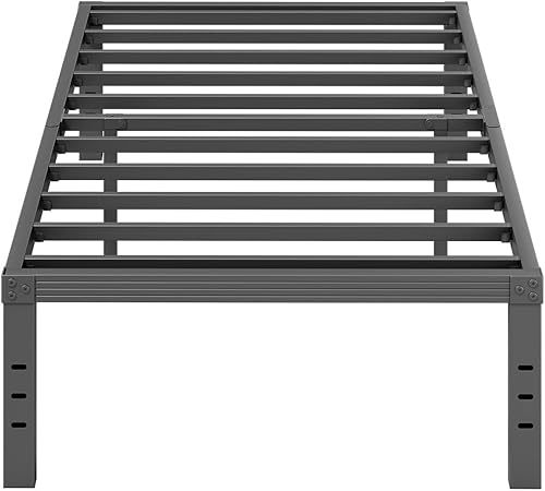 Miniatura 36 de ZIYOO Base de cama individual con listones de acero resistente, marco de cama de plataforma de 14 pulgadas, diseño antideslizante, no necesita