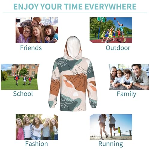 Flowers and Leave Kid Hoodies Boys Sweatshirts Girls Pullover with Pocket 6