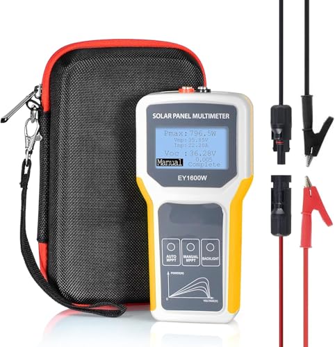 Image of Solar Panel MPPT Tester 1600W, AIMOEST Photovoltaic Multimeter for Pmax Vmp Imp Voc Max Power Point, Solar Power Meter with Auto/Manual MPPT, Backlit LCD Display for PV Module Testing