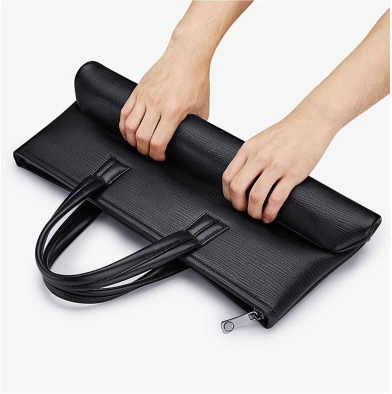 Man Briefcase Computer PU Leather Business Notebook Waterproof Wear-resistant Document Bag