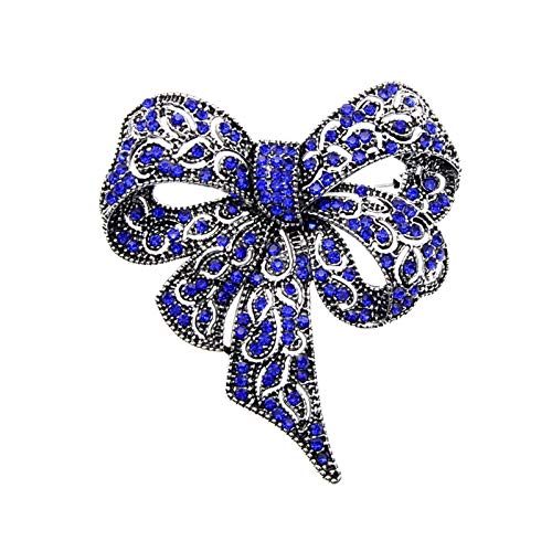 Broche femme nœud papillon noire en strass bijou vintage haute finition