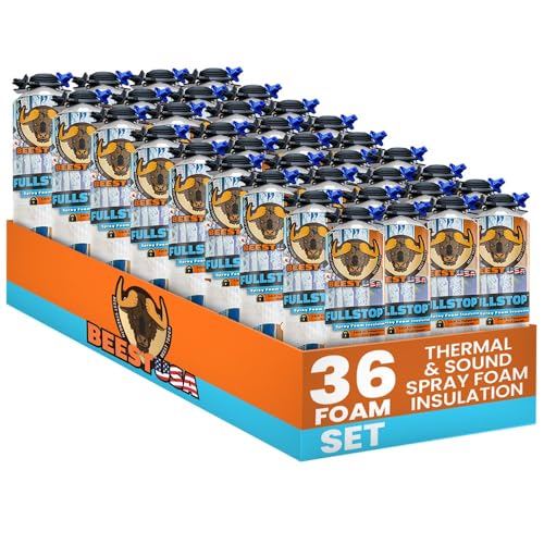 BEEST FullStop Spray Foam Insulation for Wall & Attic (720 Board ft/sq.ft) Perfect Heat & Acoustic Proofing for Reduced Energy Bills - One Component Polyurethane Foam Insulation Can, 36 Pack (26.8 oz)