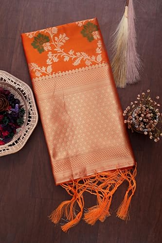 Image of DEVANGI Women's Woven Jacquard Banarasi Silk Printed Dupatta /Chunni with Meena Work, Width 1 Meter, Length 2.5 Meter