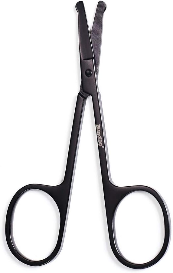 3.5 inch Eyebrow Scissors Facial Hair Mustache Scissors Eyelash Hair Trimming Grooming Scissors Cosmetic Makeup Tool Safety Scissor(Black) : Beauty & Personal Care