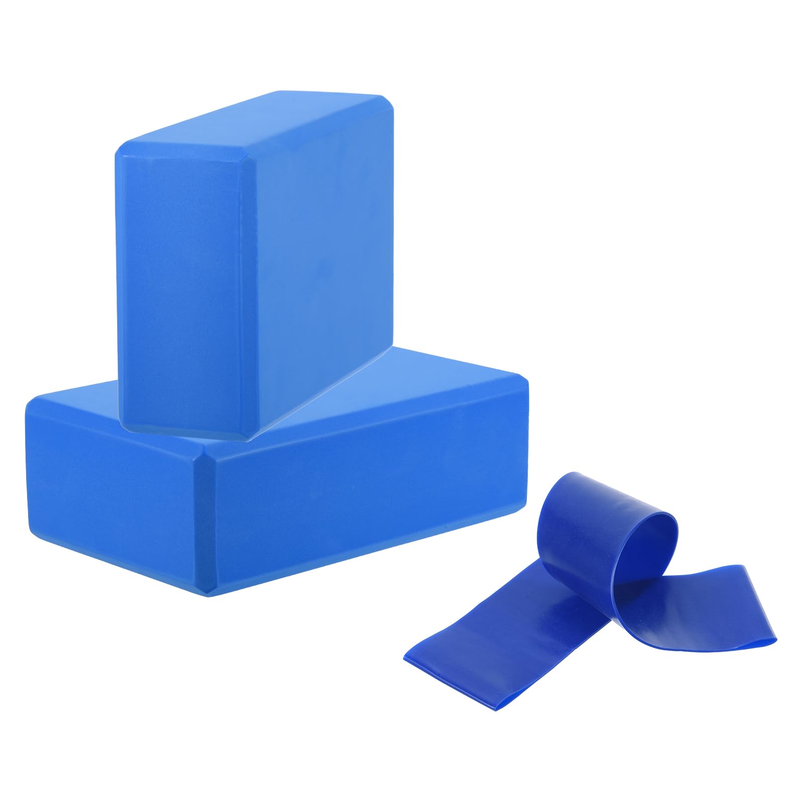 PATIKIL Set di 2 blocchi per yoga e fasce di resistenza, in schiuma EVA ad alta densità, 22,9 x 15,2 x 7,6 cm, antiscivolo, per danza, leggero, per donne, palestra, stretching, yoga, pilates, blu