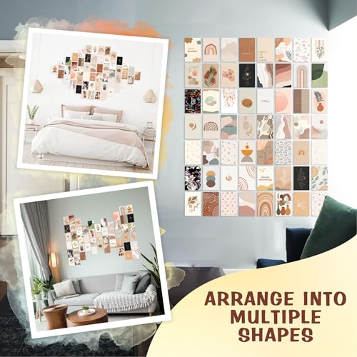 Image of CodersParadise Boho Wall Collage Kit - 54 Premium 4x6 Inch Peach Beige Aesthetic Posters| Bohemian-Inspired Wall Art Prints for Bedroom, Office & Living Space Decor| Cardstock Photo Cards + Glue Dots
