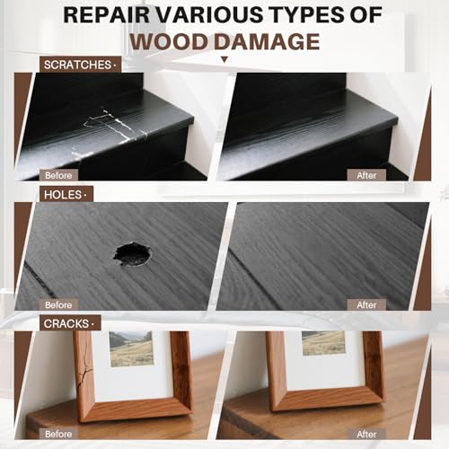 Image of Laminate Floor Repair Kit -6PCS Vinyl Floor Wax with 6PCS Wood Touch Up Marker Restore Any Scratches, Stains, Cracks, Hole for Floor, Door, Cabinet