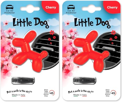 Image of Little Joe Little Dog Gel Air Freshener Cherry Scent for Car Air Vent. Long-lasting, up to 45 days. Irresistible and Fun Scent for Everyone. (Pack of 2)