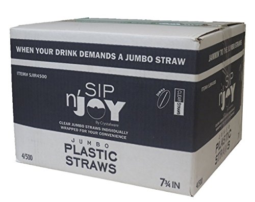Crystalware Plastic Straws Individually Wrapped 2000/Case, Clear, 4 Boxes of 500 Each