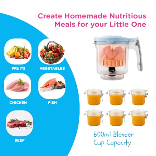 Image of EVLA'S - Baby Food Maker Machine, Steamer, Blender, Baby Food Processor for Homemade Healthy Food in Minutes, Touch Screen with 6 Bags