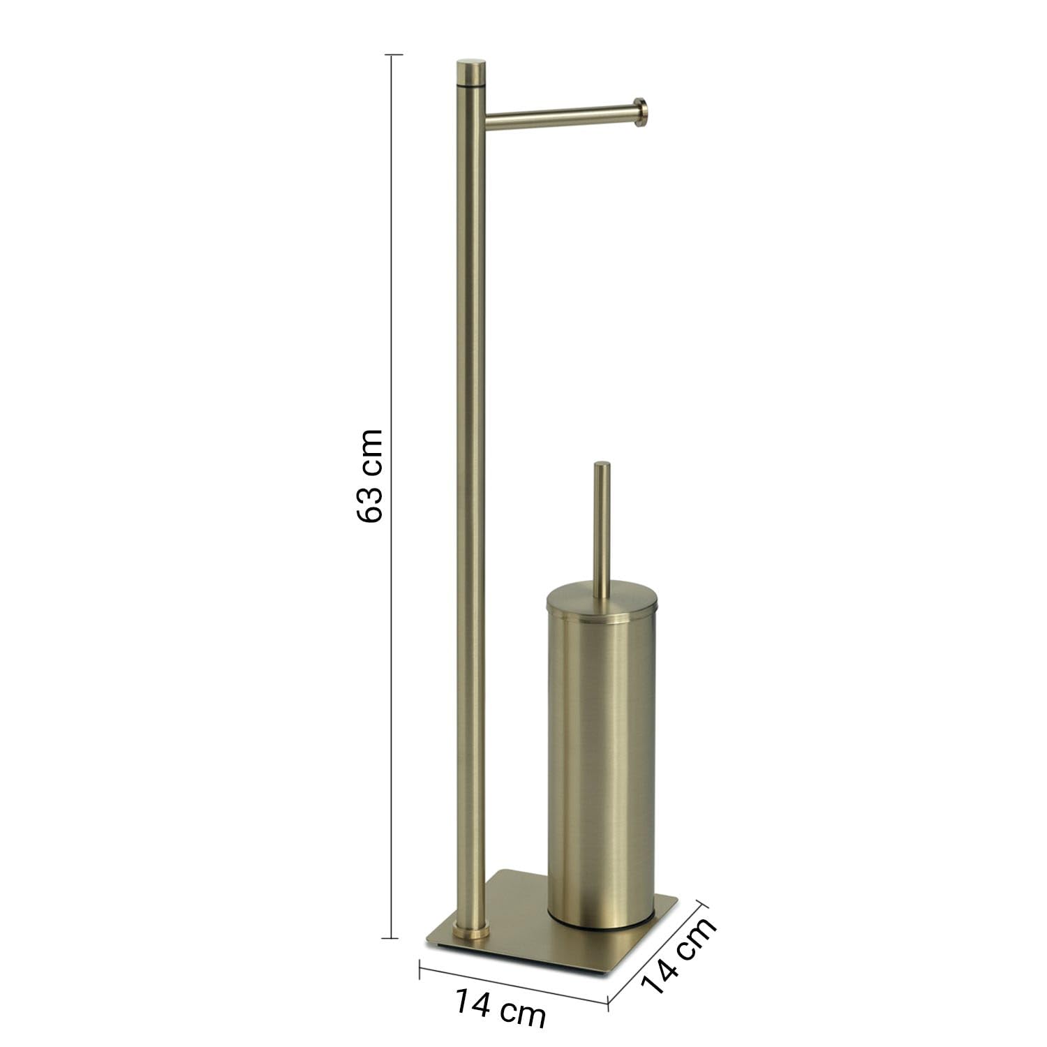 Kiamami Valentina Lampadaire de salle de bain porte-rouleau et porte-brosse WC doré brossé
