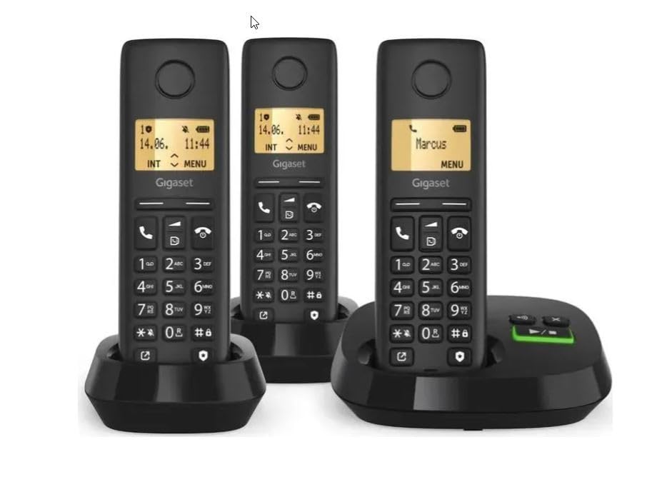 Gigaset PURE 100 AM Trio schwarz Schnurlostelefon mit AB Int.Ware (L36852-H3125-R111)