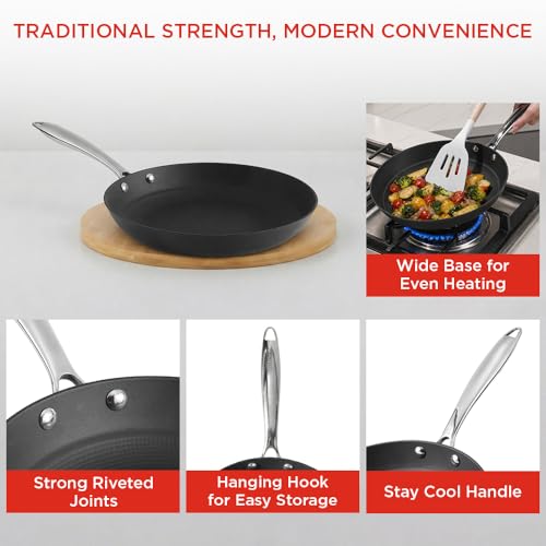 Image of Vinod Ferona Lightweight Cast Iron Frying Pan -1 L, 22 cm | No Seasoning Required | Steel Riveted Handle | Metal Spoon Friendly | Gas Stove Compatible | Rust-Proof | PTFE & PFOA Free | 2-Year Warranty