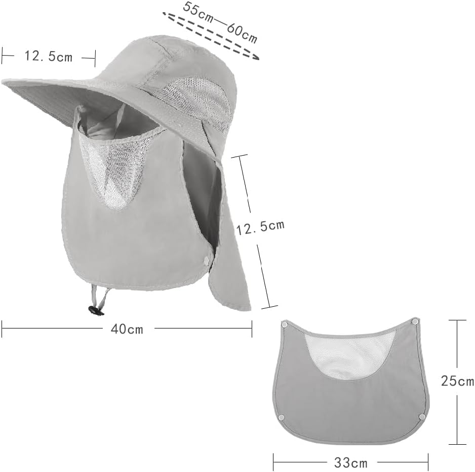 Wide Brim Sun Hat for Men with Neck Flap UPF 50+ UV Protection Safari Hat Ventilated Mesh Side Fishing Hiking Hats - Image 5
