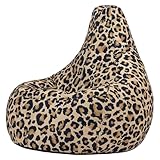 Icon Dalton Leopard Sitzsack, Webstoff, Gaming Sitzsack Erwachsene mit Füllung, Bean Bag, Lounge Sessel, Lounge Stuhl, Garten, Schlafzimmer, Wohnzimmer, Wohnzimmer Möbel