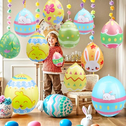 Miniatura 7 de Larber 4 Piezas 60cm Hinchables Huevos De Pascua Al Aire Libre Hinchable Pvc Huevos De Pascua Huevo De Pascua Inflable Para La Caza Del Huevo Yard Garden Outdoor Decorations 4pcs