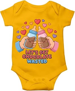 Pranawan Clothing LET'S GET CHOCOLATE WASTED Romper for Baby 0–12 Months | Cotton Costume | Pumpkin Print Onesie | LET'S G... Price In India
