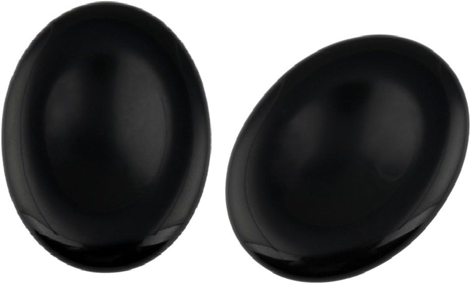 Shanxing Pack of 2 Natural Black Obsidian Thumb Worry Stones for Anxiety Stress Relief Oval Pocket Palm Tumbled Stone Reiki Healing Thumb Crystal Gift for Women Men Chakra Meditation with Gift Box