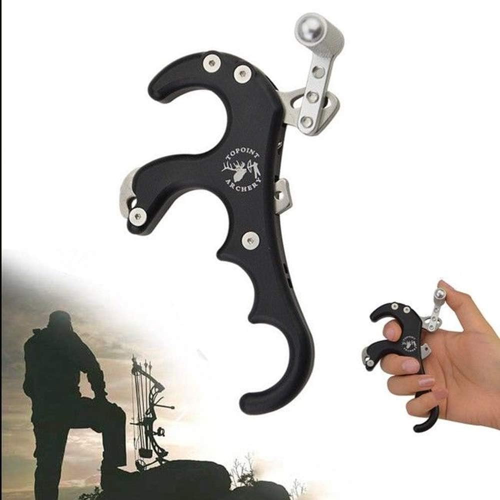 Archery 4 Finger Release Aids Handle Caliper Thumb Trigger Grip Compound Bow