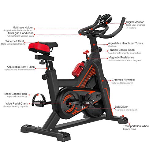VIEWALL Adjustable Resistance Indoor Exercise Bike Stationary Cycling Bicycle Home Gym Health Workout Fitness Training with Comfortable Seat Cushion Heavy Flywheel Digital Monitor and iPad Mount - Home Fitness Guru VIEWALL Adjustable Resistance Indoor Exercise Bike Stationary Cycling Bicycle Home Gym Health Workout Fitness Training with Comfortable Seat Cushion Heavy Flywheel Digital Monitor and iPad Mount - Image 9