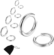 5 Pairs Surgical Steel Earrings Piercing Non-Allergenic Titanium Steel 8-16 mm for Men and Women
