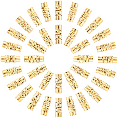 Ph Pandahall Screw Twist Clasps, 50 Sets 12X4Mm Brass Barrel Jewelry End Tip Caps 1Mm Hole Tube Fastener Cord End Caps For Diy Bracelet Necklace Jewelry Making, Golden #TOP26