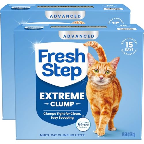 Fresh Step Advanced Extreme Clumping Litter with Febreze Freshness with Mountain Spring Scent, Fights Odor on Contact, 37 lbs. (2 x 18.5 lb. Box)