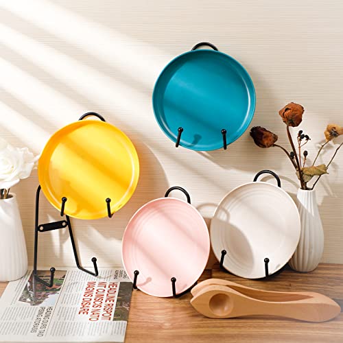 8 Pcs 6 Inch Metal Wall Mount Plate Display Stands Medium Black Easel Plate Hangers For Wall Vertical Plate Stand Holders Picture Frame Stand Wall Display Rack For Decorative Book Platter Arts #TOP3