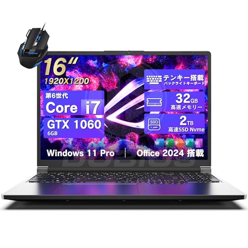 Dobios �r�W�l�X�m�[�g�p�\�R�� ����Core i7 GPU GTX 1060 6GB(Core i5-1030NG7��葬��)16 �C���` 1920X1200P �Q�[�~���Opc �m�[�g RJ45/Type-C�t��/Micro SD�iTF�j/�o�b�N���C