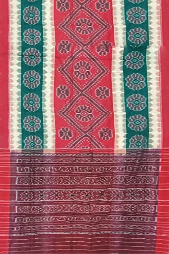 Image of Odisha Sambalpuri Handloom Ikat Women's Cotton Saree, Odisha Handloom Handmade Pure Cotton Khandua Saree, Ikkat Orissa Traditional Handloom Saree Without Blouse