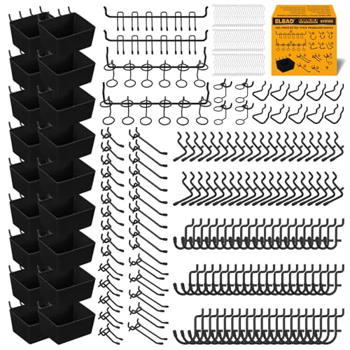 ELEAD 286-Piece Extra Thick Pegboard Hooks Set, 1/4" Heavy Duty